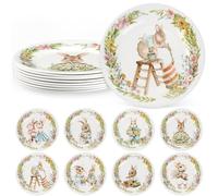 LOYIM 8 Pcs Easter Bunny Salad Plates 8 Inch Dessert Assorted Designs Multicolored Ceramic-like Plates Bunny Dinnerware for Easter Gift, Salad, Appetizer