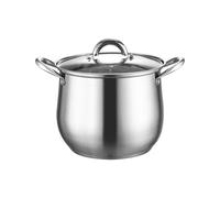 Loyimioo 7L Stainless Steel Stockpot with Lid Triple Layer Composite Bottom Compatible with Gas/Electric Ceramic Oven Non Stick Crock Pot Tempered Glass Lid + Riveted Handle for Soup/Pasta/Stew