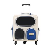 Loyimioo Convertible Pet Carrier Backpack & Trolley Detachable Hand Luggage with Multi Panel Airflow, Organizer Pockets for Cats Dogs, Hands Free Travel Carrier for Hiking, Shopping, Vet Visits Blue