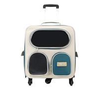 Loyimioo Convertible Pet Carrier Backpack Trolley Detachable Hand Luggage with Multi Panel Airflow Organizer Pockets for Cats Dogs Hands Free Travel Carrier for Hiking, Shopping, Vet Visits Navy Blue