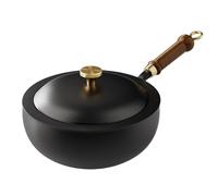 loyimioo Frying Pan Uncoated Healthy Iron Pot 26cm Thermal Conductivity Efficiency, Hand Forged Iron No Impurities Easy to Clean for Frying Deep Frying Stewing Oven Induction Cooker