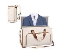 Loyimioo Large Capacity Convertible Garment Bag for Travel Waterproof Hanging Suit Bag with 4 Ways to Carry, Shoe Bags & Luggage Sleeve (Fits Suits, Dresses, Shoes) Beige