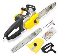 loyliawa 2200W Electric Chainsaw, Cordless Chainsaw, Battery Powered Chainsaw, Rechargeable, Metal Handheld, Cordless Wood Cutter Chainsaw for Tree Felling, Pruning, Logging Yellow