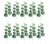 loyliawa Artificial Flowers,Fake Flowers,Artificial plants indoor, 10Pcs Artificial Eucalyptus Leaves Branch with Stem Realistic Reusable Faux Green Plants Greenery Photo Props Light Green A