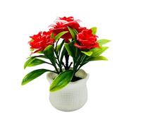 loyliawa Artificial Flowers,Fake Flowers,Artificial plants indoor, Artificial Potted Plants 5 Rose Flower Head Wedding Faux Floral Bonsai Indoor Outdoor Desktop Decoration Red