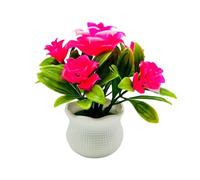 loyliawa Artificial Flowers,Fake Flowers,Artificial plants indoor, Artificial Potted Plants 5 Rose Flower Head Wedding Faux Floral Bonsai Indoor Outdoor Desktop Decoration Pink