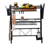 loyliawa Dish Drainer Rack Space-Saving Dish Rack 2 Tier Large Capacity Dish Rack, Telescopic, Sink Organize Stand, Kitchen Counter Storage Shelf Supplies for Plates Bowls Pots,for Kitchen Counter Du