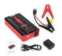 loyliawa Jump Starter Power Pack, 49800mAh Portable Charger Power Bank, Auto 12V Auto Battery Booster Pack with Smart Safety Jumper Cables, USB Charge, 3 Modes LED Flashlight Red