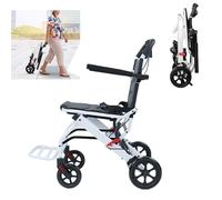 loyliawa Lightweight Wheelchairs Folding Wheelchair Portable Transit Travel Chair for Adults Ergonomic Design Wheelchair with Adjustable Safety Strap Carbon Steel Frame PU Wheels for Smooth Rid A