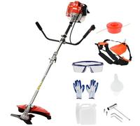 loyliawa Strimmer, Cordless Strimmer, Petrol Strimmer, 52cc 2-Stroke Gas Straight Shaft String Backpack Grass Trimmer, Strong Powerful Full Functioning Guard Accessories Hedge Trimmer Red