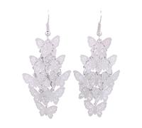 loyliawa Tassel Drop Earrings Dragonfly Elegant Women's Hook Butterfly Dangle for Prom Dating Parties Minimalist Style Lady Silver