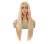 loyliawa Women Blonde Wig Long Straight Hair 28-inch Natural Looking Silky Heat-resistant Fluffy Ladies Girls Front Lace Big Wave 28Inch