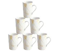 Loymokinar Porcelain Coffee Mugs, 12 Ounce, Set of 6, White | Hot Tea | Cappuccino | Mocha | Cocoa | Cups for Latte