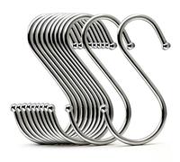 LOYMR 18 Pack 4.7 Inches Extra Large S Shape Hooks Heavy-Duty Metal Hanging Hooks Apply Kitchenware Bathroom Utensils Plants Towels Gardening Multiple uses Tools （Silver)