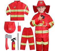 LOYO Fireman Costume Kids,Firefighter Toys Role Play Set for Boys Aged 3-6