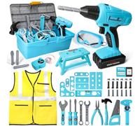 LOYO Kids Tool Set, 50 PCs Construction Toys with Electric Drill, Vest, Tool Box, Educational Toys for 3 4 5 Year Old Boys Gifts