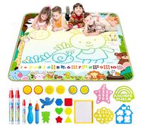 LOYO Water Doodle Mat - 100 x 100cm Super Large Kids Water Drawing Pad with Magic Pens, Stamps, Molds - Mess Free Colouring Painting Gift Educational Toy for Toddlers Boys & Girls Aged 3 4 5 6