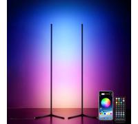 LOYOBOHO 2 Pack Smart RGB Corner Floor Lamp, 1.6m 3-Sided LED Standing Light, 16 Million DIY Colors, Bluetooth & Voice Control, Music Sync, APP & Remote Control for Living Room, Gaming Room & Bedroom