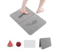LOYOBOHO Foldable Diatomite Stone Bath Mat 60 x 40 cm, Quick Dry Diatomaceous Earth Shower Mat with Non Slip Base, Super Absorbent Bathroom Floor Mat for Bathtub, Kitchen & Pet Feeding (Engraving)