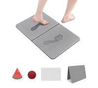 LOYOBOHO Foldable Diatomite Stone Bath Mat 60 x 40 cm, Quick Dry Diatomaceous Earth Shower Mat with Non Slip Base, Super Absorbent Bathroom Floor Mat for Bathtub, Kitchen & Pet Feeding (Dark Gray)