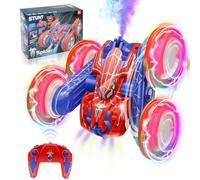 LOYOBOHO Spider RC Stunt Car with Spray Mist & LED Lights, 360° Double Sided 4WD Remote Control Monster Truck, 2.4GHz All Terrain Off Road Toy Car for Boys & Girls (Red)