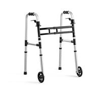 Loyoda 2 Wheel Rollator Lightweight Folding Senior Rollator Adjustable Height and Width Aluminium Rolling Cart with 5" Wheels 350lb Capacity Silver