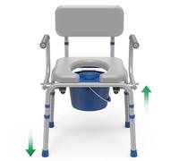 Loyoda FSA/HSA Eligible Drop Arm Bedside Commode, Commode with Padded Seat and Backrest, 500lbs Capacity, 6.3QT Removable Bucket, Adjustable Height Portable Toilet for Adults, Grey