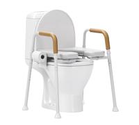 Loyoda Height Adjustable Raised Toilet Seat - Front Opening Design, Padded Armrests, Lightweight Aluminium, 180kg(400 lbs), Fit Any Toilet