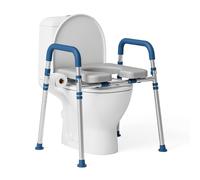 Loyoda Raised Toilet Seat with Handles, Padded Seat Risers for Seniors, Adjustable Height & Width Toilet Riser, Handicap Elevated Toilet Seat 400lb, Fit Any Toilet