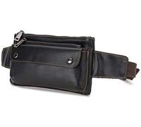 Loyofun Genuine Leather Bum Bag Belt Bag Bumbag Hip Bag for Men and Women Black Size: Medium