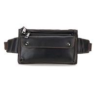 Loyofun Unisex Brown Genuine Leather Waist Bag Messenger Fanny Pack Bum Bag for Men Women Travel Sports Running Hiking (Black)
