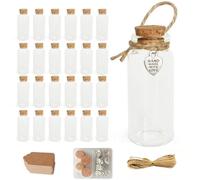 LOYONAL Mini Glass Bottles with Cork, 24 Pack 25ml Small Craft Wish Bottles