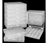 LOYORTY 12PCS Plastic Empty Bobbin Storage Case, 25 Slots Bobbin Case Holder, Transparent Bobbin Organizer Storage Box, Bobbins Spools Case for Sewing Machine