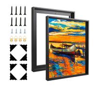 LOYORTY Floater Frames for Canvas Paintings, 2 Pack 11x14 Inch 0.6-0.8“ Deep Canvas Floating Frame, Floater Frame Kit for Stretched Picture Wall Prints Artwork Canvas Oil Painting (Black)