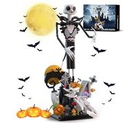 Loyratche Horror Skull Building Set, Before Christmas Haunted House Building Blocks Set, Pumpkins and Skeleton Ghosts, Halloween Christmas Building Toys Gifts for Movie Fans Adults