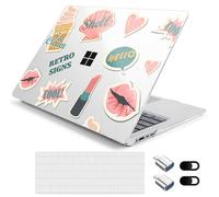 Loyrina Case for 15-inch Microsoft Surface Laptop Copilot+ PC 2024 (7th Ed) Aesthetic Clear Hard Laptop Shell, with TPU Keyboard Cover & OTG Adapters Ultimate 6-in-1 Bundle, Retro Stickers