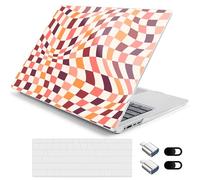 Loyrina Case for 15-inch Microsoft Surface Laptop Copilot+ PC 2024 (7th Ed) Aesthetic Clear Hard Laptop Shell, with TPU Keyboard Cover & OTG Adapters Ultimate 6-in-1 Bundle, Wavy Checkerboard