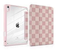 Loyrina Case for iPad (A16) 11th Generation 11 inch 2025 /iPad 10th Gen 10.9 2022 - Aesthetic Cute Preppy Design Trifold Cover with Soft TPU Bumper Clear Back Auto Sleep/Wake, Lattice