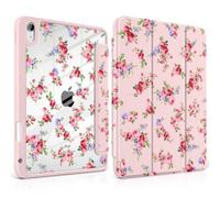 Loyrina Case for iPad (A16) 11th Generation 11 inch 2025 /iPad 10th Gen 10.9 2022- Cute Patterns Light Pink Cover with Clear Back Shell Auto Wake Sleep Trifold Stand & Pencil Holder, Elegant Rose