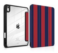 Loyrina Case for iPad Air 11 inch M3 2025 M2 2024 Release with Pencil Holder Clear Back Shell Lightweight Shockproof TPU Edge Trifold Stand Auto Wake Sleep Cute Cover, Red Blue Stripes
