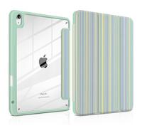 Loyrina Case for iPad Air 13 inch 2025 M3 2024 M2 Release with Pencil Holder - Aesthetic Cute Preppy Design Trifold Cover with Soft TPU Bumper Clear Back Auto Sleep/Wake for Girls Women, Lines Green