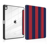 Loyrina Case for iPad Air 13 inch M3 2025 M2 2024 Release with Pencil Holder Clear Back Shell Lightweight Shockproof TPU Edge Trifold Stand Auto Wake Sleep Cute Cover, Red Blue Stripes