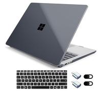 Loyrina Crystal Clear Case for 15" Microsoft Surface Laptop Copilot+ PC 2024 (7th Edition), Lightweight Ultra-Slim Shell with Soft Keyboard Cover, OTG Adapter & Webcam, Black