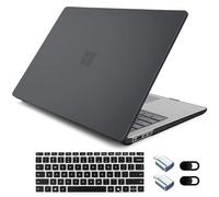 Loyrina Crystal Frosted Case for 15" Microsoft Surface Laptop Copilot+ PC 2024 (7th Edition), Lightweight Ultra-Slim Shell with Soft Keyboard Cover, OTG Adapter & Webcam, Frosted Black