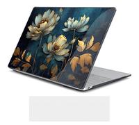 Loyrina Floral Case for Dell XPS 13 Copilot+ PC 13.4" Display 2024 2025 Release- Slim Lightweight Transparent Laptop Shell with Scratch-Resistant Protection, Golden Lotus