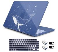 Loyrina for MacBook Neo 13 Inch Case 2026 Release Model A3404, Indigo Blue Aesthetic Galaxy 1.2 mm Ultra Slim Hard Shell Cover, 6-in-1 Laptop Accessories Bundle for Men Boys, Celestial Whale