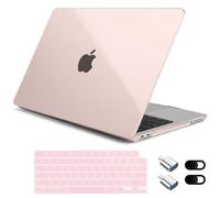 Loyrina for MacBook Neo 13 Inch Case 2026 Release Model A3404, Ultra-Slim Glossy Hard Shell with Keyboard Cover, 2 Webcam Covers & USB Adapter, 5-in-1 Privacy Protective Bundle, Crystal Blush