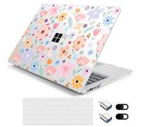 Loyrina Hard Case for 15-inch Microsoft Surface Laptop Copilot+ PC 2024 (7th Ed) Fashionable Lightweight Floral Design Clear Laptop Shell, with TPU Keyboard Cover & OTG Adapters, Colorful Flowers