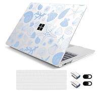 Loyrina Hard Case for 15-inch Microsoft Surface Laptop Copilot+ PC 2024 (7th Ed) Fashionable Lightweight Floral Design Transparent Clear Laptop Shell, with TPU Keyboard Cover & OTG Adapters, Conch