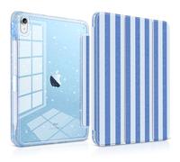 Loyrina Sparkle Case for iPad Air 13 inch M4 2026 M3 2025 M2 2024 Release with Pencil Holder - Premium Satin-Touch Cover, Embedded Glitter Clear Back, Cute Trifold Protective Skin - Coastal Stripes